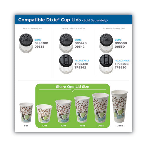 12oz Perfectouch Paper Hot Cups And Lids Combo, Multicolor, 50 Cups/lids/pack