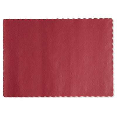 9.5x13.5 Solid Color Scalloped Edge Placemats, Burgundy, 1,000/ct