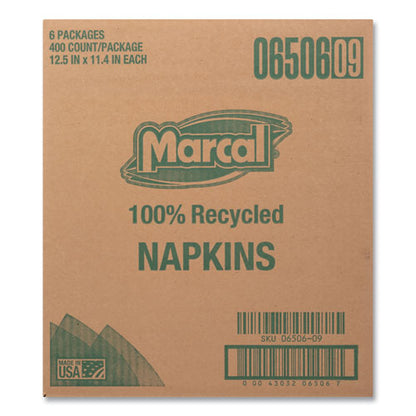 11.4x12.5 100% Recycled Lunch Napkins, 1-Ply, White, 400/pk