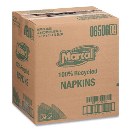 11.4x12.5 100% Recycled Lunch Napkins, 1-Ply, White, 400/pk