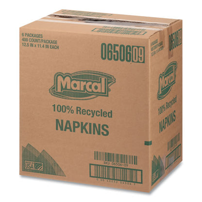 11.4x12.5 100% Recycled Lunch Napkins, 1-Ply, White, 400/pk