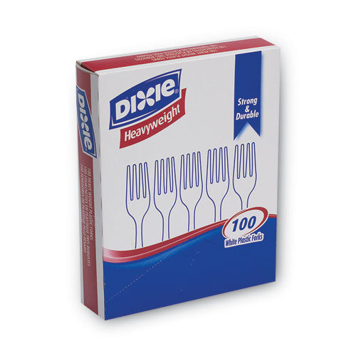 Heavyweight Plastic Cutlery, Forks, White, 100/box