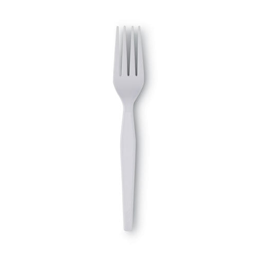 Heavyweight Plastic Cutlery, Forks, White, 100/box