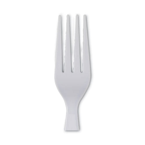 Heavyweight Plastic Cutlery, Forks, White, 100/box
