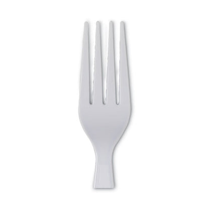 Heavyweight Plastic Cutlery, Forks, White, 100/box