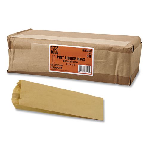 3.75x2.25x11.25 Grocery Pint-Sized Paper Bags for Liquor Takeout, Pint Size, Natural, 500/Bundle