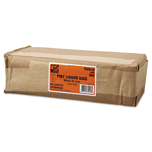 3.75x2.25x11.25 Grocery Pint-Sized Paper Bags for Liquor Takeout, Pint Size, Natural, 500/Bundle