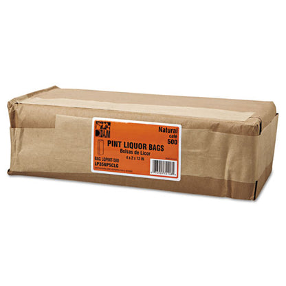3.75x2.25x11.25 Grocery Pint-Sized Paper Bags for Liquor Takeout, Pint Size, Natural, 500/Bundle