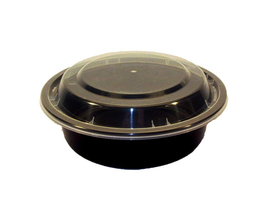 Kari-Out 6" Round Microwaveable Container Black Base Combo Pack 16oz 150