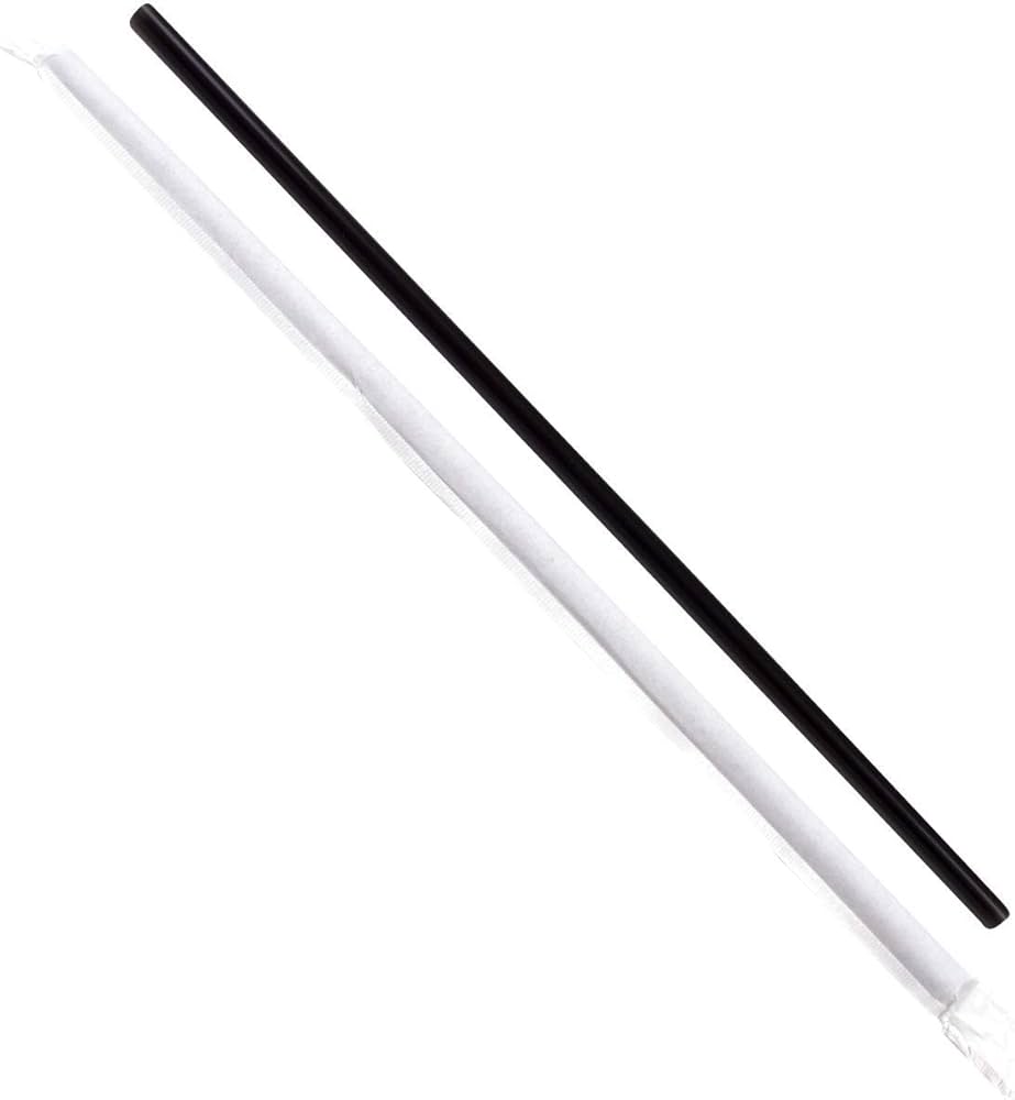 Jovials Jumbo Paper Wrapped Straw, Black, 7.75"