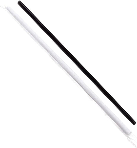 Jovials Jumbo Paper Wrapped Straw, Black, 7.75"