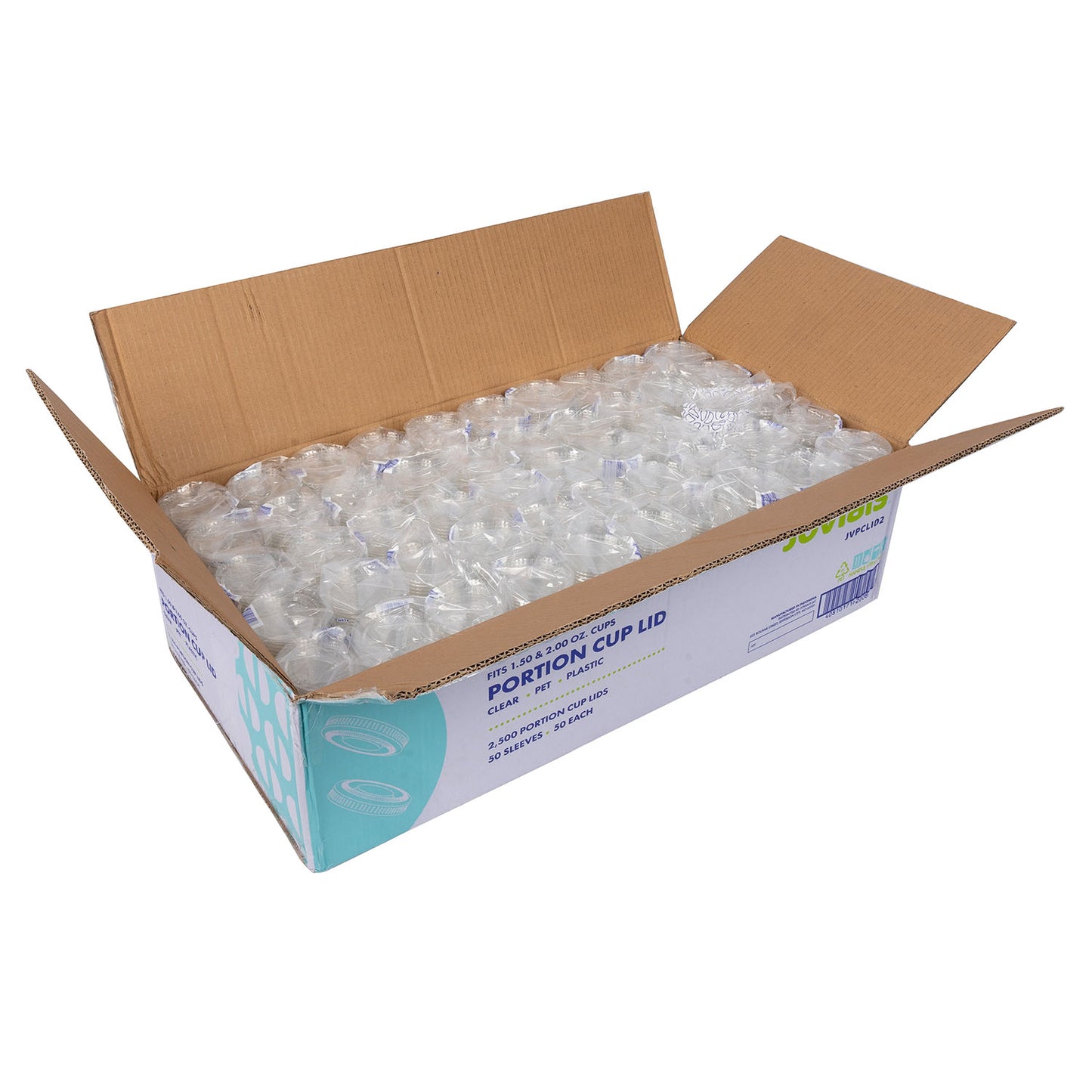1.5oz to 2oz PET Portion Cup Lids, Clear, Jovials, 2500/cs