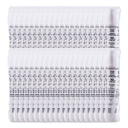 10oz Foam Drink Cups Dart, White, 10J10, 1000/cs