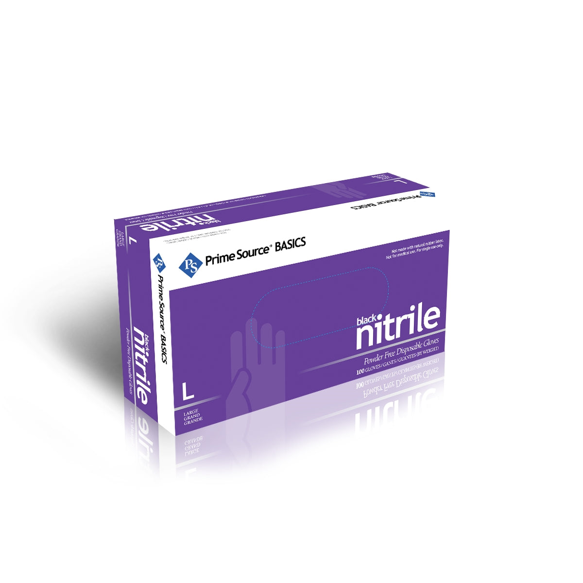 Large Nitrile Gloves, Powder Free, Black, Prime Source, 1000/cs
