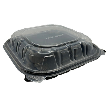 9x9 EcoSystems Polypropylene Hinged Container, Black/Clear, 150/cs
