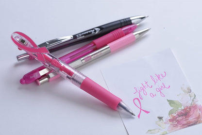ZebraPen F-301 Stainless Steel Retractable Ballpoint Pen, 0.7mm, BCA Pink Barrel, Black Ink