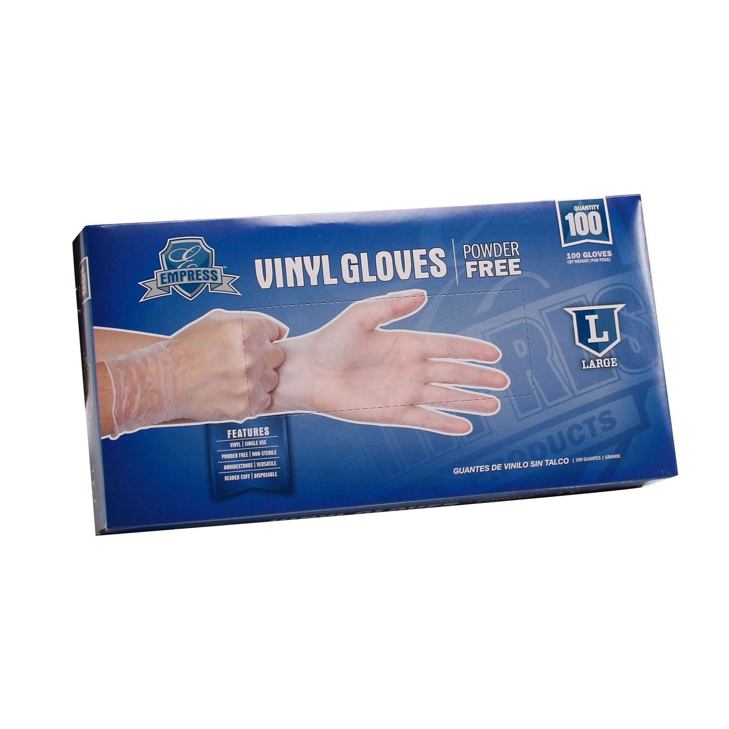 Large Vinyl Gloves, Powder Free, Empress, 1000/cs