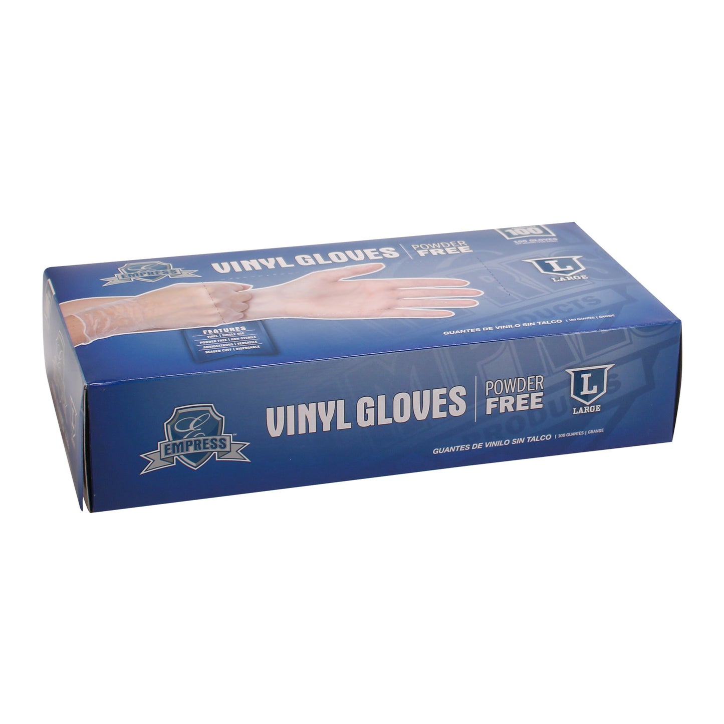 Large Vinyl Gloves, Powder Free, Empress, 1000/cs