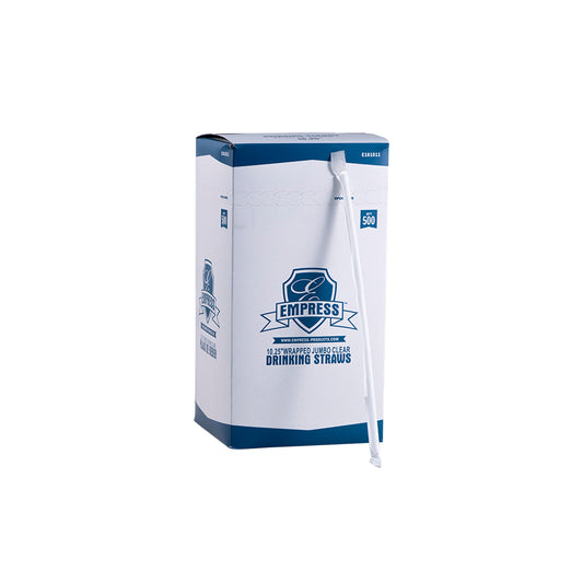 10.25 inch Clear Jumbo Straws, Paper Wrapped, Empress 2000/cs