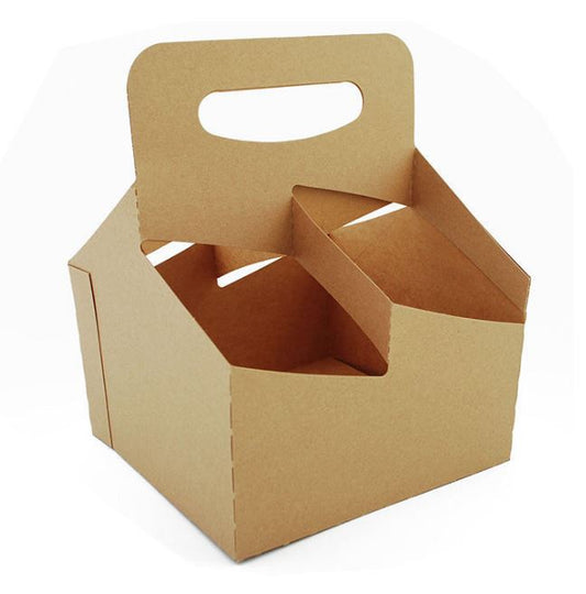 Southern Champion Paperboard Drink Carrier w/ Handle Kraft 4 Cups up to 32 oz. 250/cs