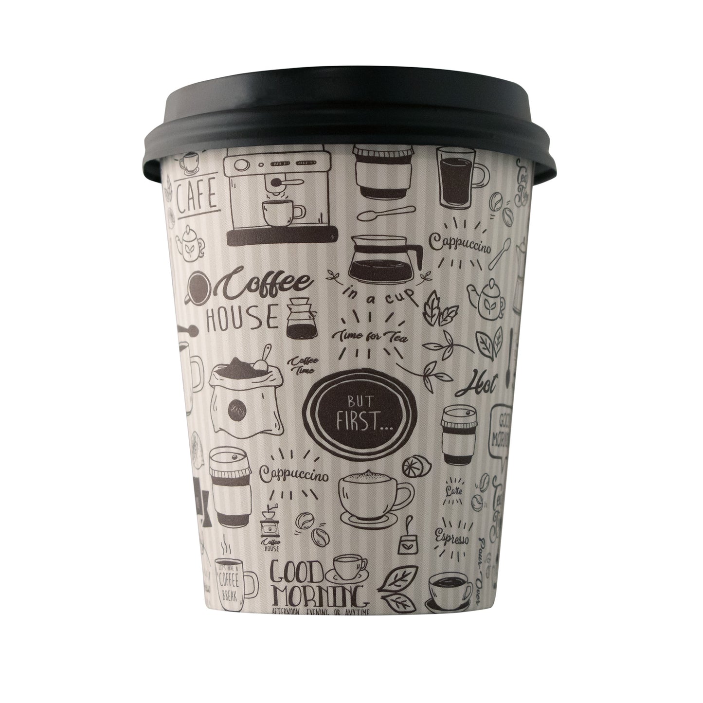 Empress 10oz Wrapped Squat Paper Hot Cup Stock Good Day Print 20/50