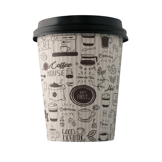 Empress 10oz Wrapped Squat Paper Hot Cup Stock Good Day Print 20/50