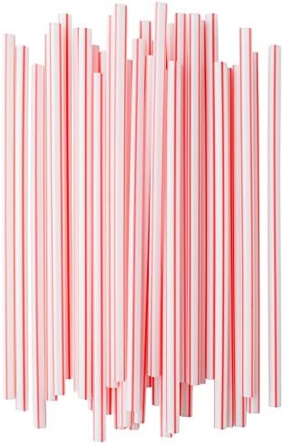 10.25 inch White/Red Stripe Jumbo Straw, Empress, Paper Wrapped 2000/cs