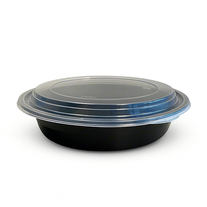 Empress 24 oz 7" Round Container Combo Black Base w/ Clear Lid 150 Containers