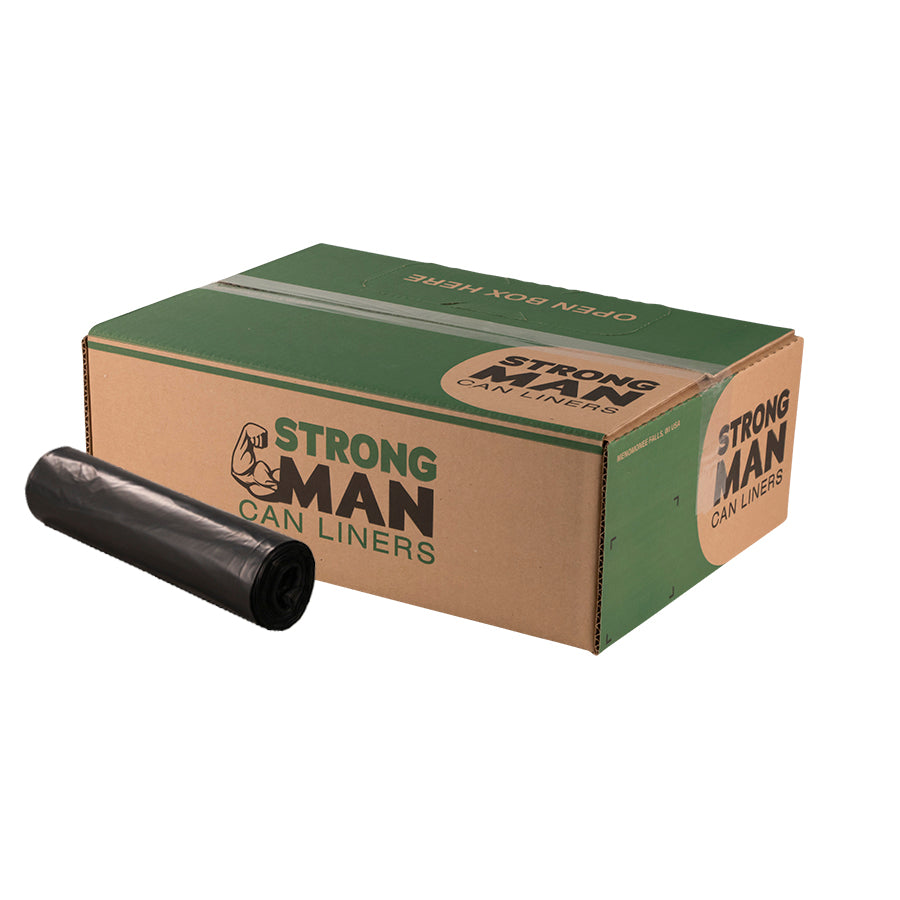 38x58 60 Gal Strongman 33 mic Black LLD Repro Liner Perforated Rolls 100/cs