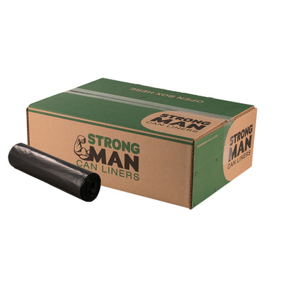 38x58 60 Gal Strongman 33 mic Black LLD Repro Liner Perforated Rolls 100/cs