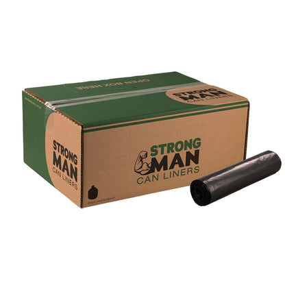 38x58 1.6mil, 41 mic, Black 60 Gallons LLD Repro Liner Perforated Rolls 100/cs