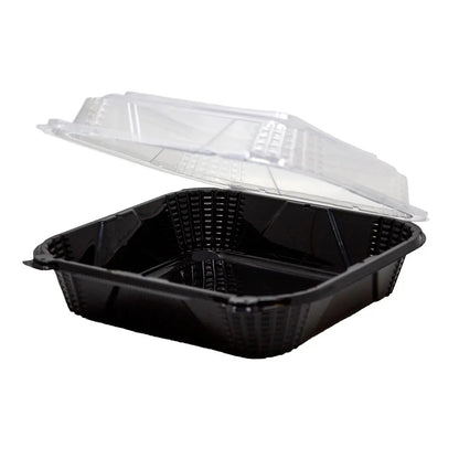 9x9.125x3 Genpak ProView Large Hinged Container Black / Clear 150/cs