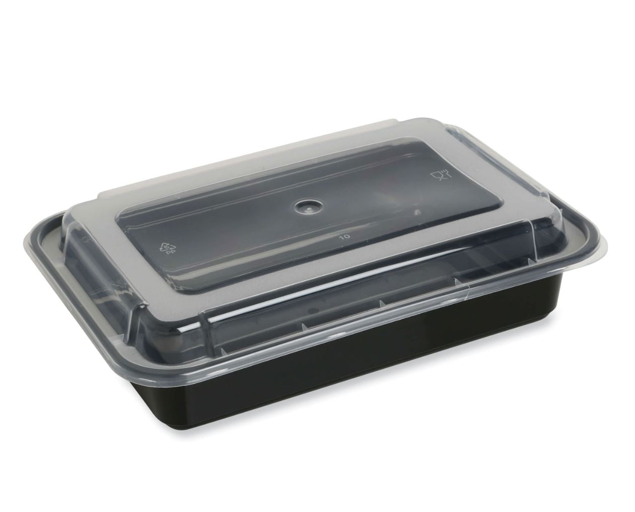 28oz Rectangle Container 8x6x1.5 Black Base w/Clear Lid, Empress, 150/cs