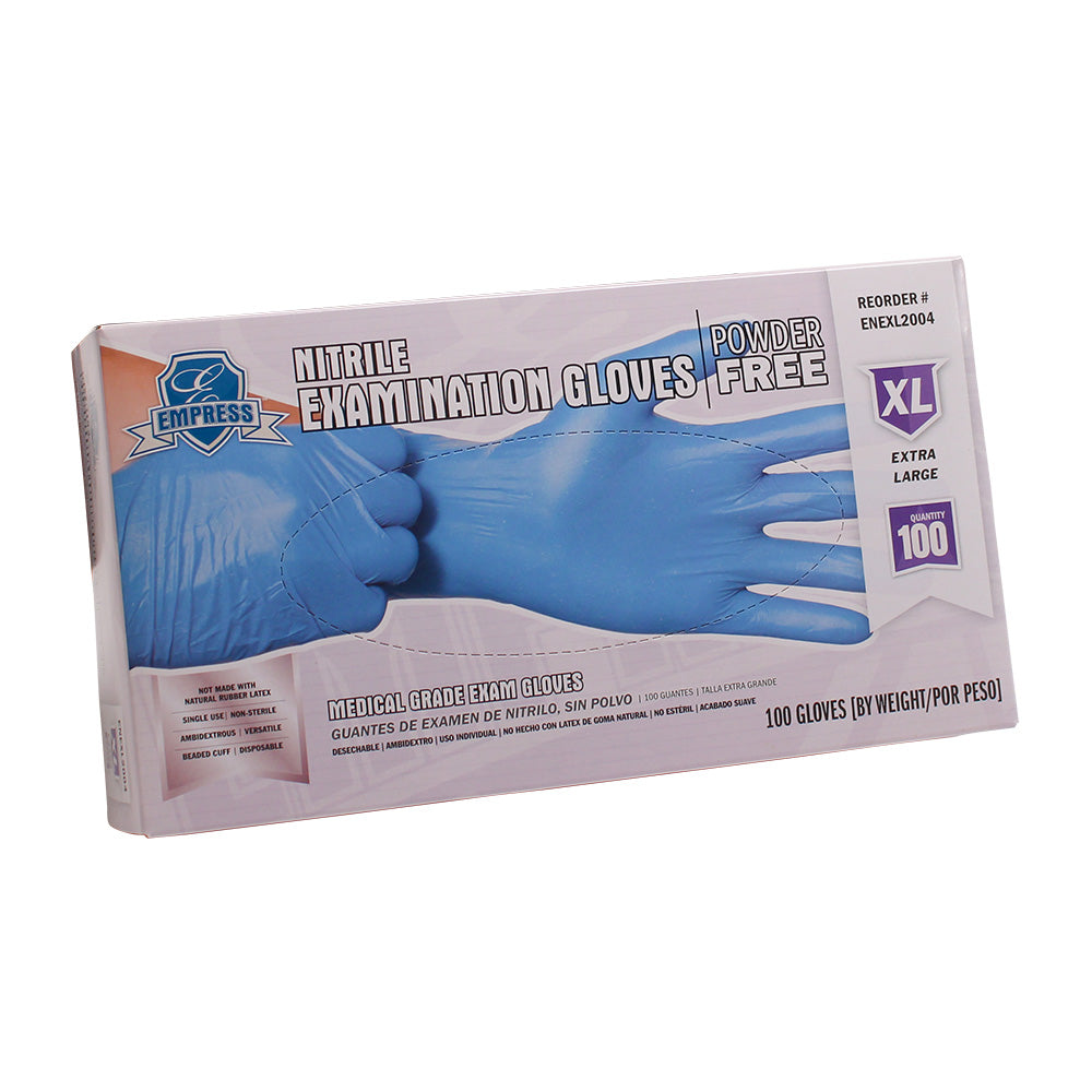 Empress Exam Grade Nitrile Glove Blue Powder Free Extra Large 1000/cs