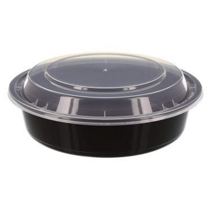 32oz 7 Inch Round Container Empress Combo Black Base w/ Clear Lid 150/cs