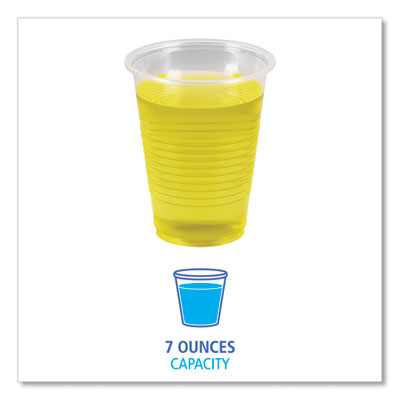 Translucent Plastic Cold Cups, 7 oz, Polypropylene, 100 Cups/Sleeve, 25 Sleeves/Carton