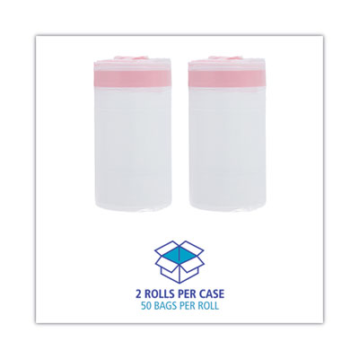 Drawstring Kitchen Bags, 13 gal, 0.8 mil, White, 50 Bags/Roll, 2 Rolls/Carton