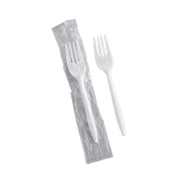 Medium Weight Prime Source Polypropylene Wrapped Fork, White, 1000/cs