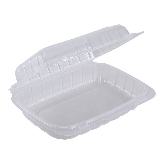 Empress PP Hinged Container Vented Clear 9"" x 6"" 1 Compartment 200 / cs