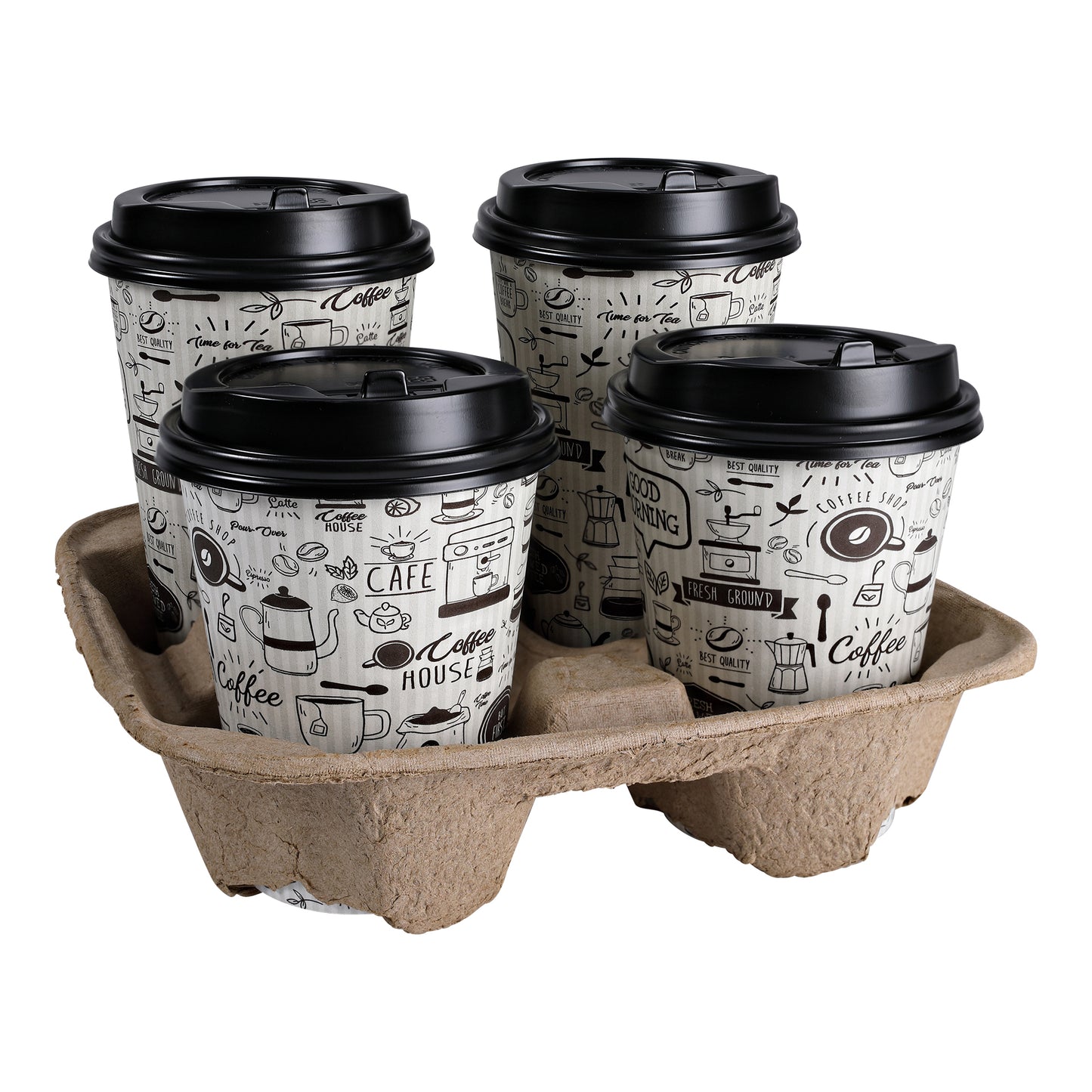 8-32oz Pulp 4 Cup Carrier Holder, 8.74x8.74x2.16 Brown Empress 300/cs