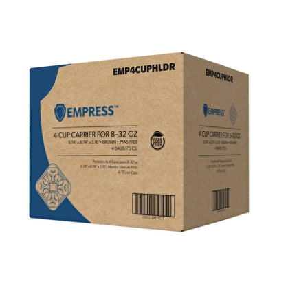 8-32oz Pulp 4 Cup Carrier Holder, 8.74x8.74x2.16 Brown Empress 300/cs