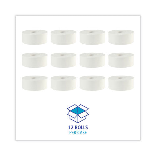 JRT Bath Tissue, Jumbo, Septic Safe, 2-Ply, White, 3.3x1,000 ft, 12 Rolls/ct