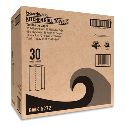 11x9 Boardwalk Kitchen Roll Towel, 2-Ply, White, 85 Sheets/Roll, 30/cs