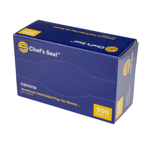 9x10.75 Chef's Seal Aluminum Foil Pop-Up Sheets, Silver, 6/500/cs