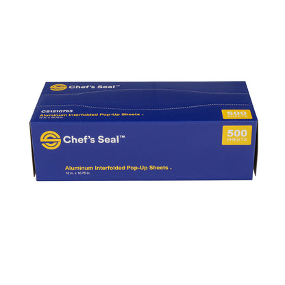 12x10.75 Inch Chef's Seal Aluminum Foil Pop Up Sheet, Silver, 500/box, 6 Box/cs