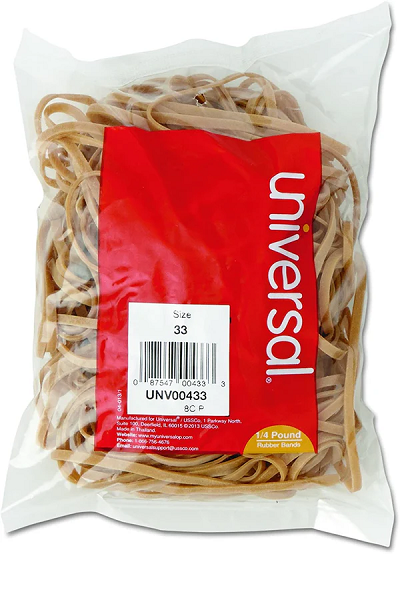Rubber Bands, Size 33, 0.04" Gauge, Beige, 4 oz Box, 160/Pack Great elasticity