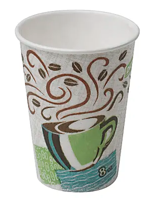 8oz Perfectouch Paper Hot Cups, Coffee Haze Design, 50/pk